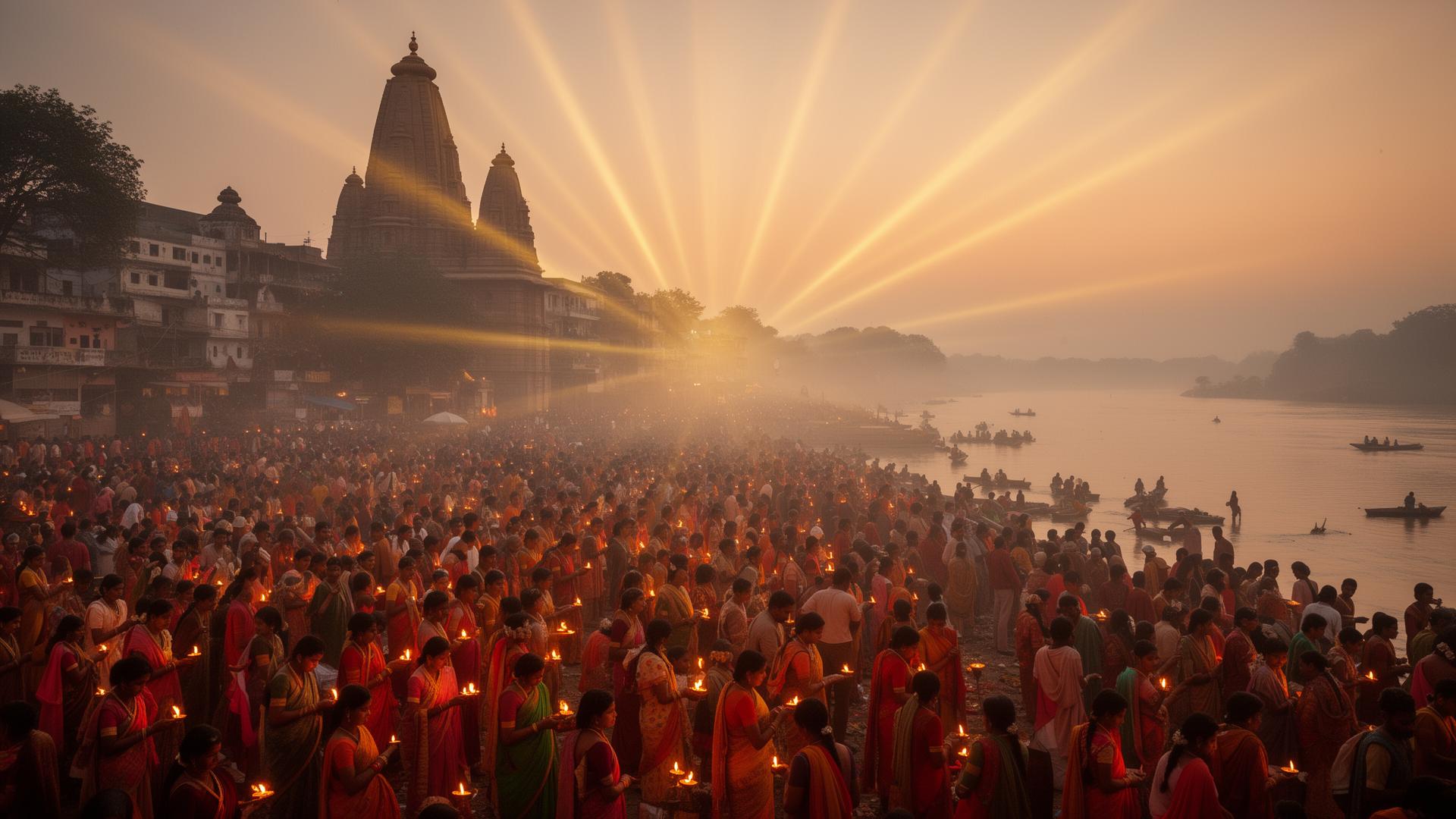 Spiritual gathering with diyas